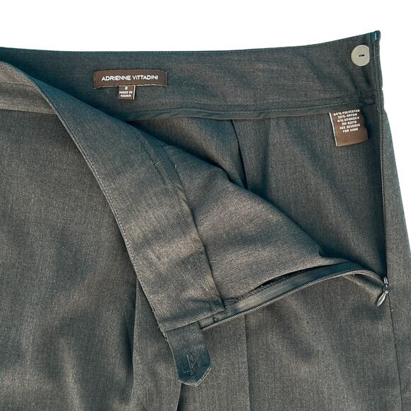 Adrienne Vittadini Pleat Front Career Skirt Size 8 Midi Charcoal - Picture 6 of 10